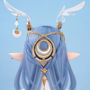 Genshin Impact Lauma Cosplay Costume Dress Uniform Headwear Earrings Frostmoon Scions Halloween Party for Women Girls