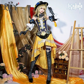 Genshin Impact Navia Cosplay Costumes Navia Caspar Wig Sunglasses Full Set High-end Fancy Dress Women Clothes