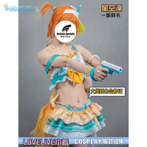Anime LoveLive! Rin Hoshizora Cosplay Costume Women Halloween Party Sweet Top Skirt Headwear Set Summer Vacation Beach swimwear