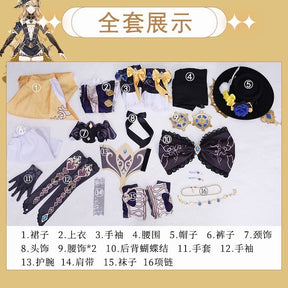 Genshin Impact Navia Cosplay Costumes Navia Caspar Wig Sunglasses Full Set High-end Fancy Dress Women Clothes