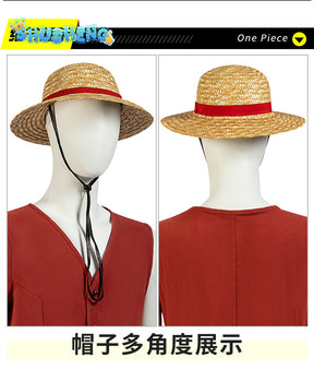 Luffy Cosplay Monkey D Luffy Costume Red Vest Shorts Hat Rope Anime Outfit Adults Men for Halloween Party Men Kids Cos Gifts