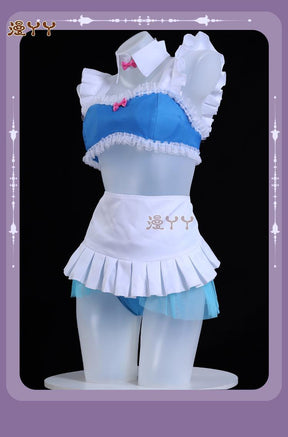 Anime Re:Life in A Different World From Zero Rem Cosplay Costume Wig Swimsuit Skirt Adult Woman Sexy Summer Sand Party Suit