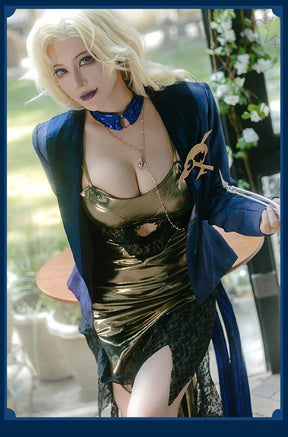 Path to Nowhere Blue Eagle Cospaly Blue vulture Costume Dress, coat, necklace, wig, prop set Halloween sexy women's uniform