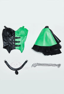 Shego Cosplay Kim Anime Costume Possible Leather top skirt necklace prop set Halloween women's sexy fantasy Shego uniform