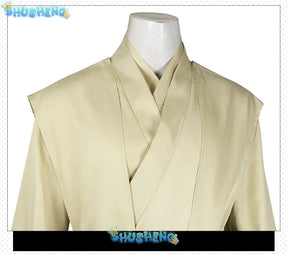 Qui Gon jinn Cosplay Men Costume Fantasia Robe Cloak Full Set Clothing Disguise Halloween Carnival Part Suit