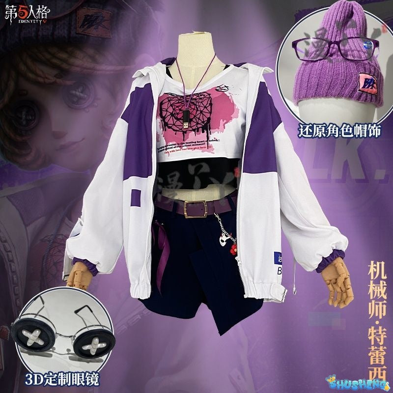 IdentityⅤTracy Reznik Mechanic BLK team Cosplay Costume Glasses Halloween Party Outfit Props Accessories for Boys Girls