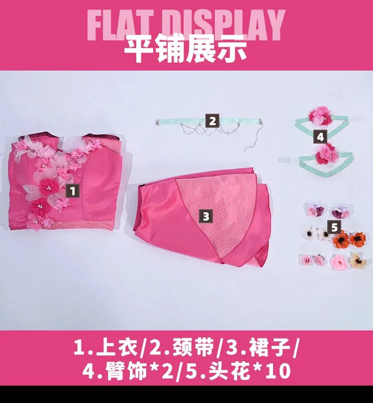 Flora Chongqing 2025 Cosplay Costume Halloween Party New Pink Dress Necklace Prop Set Men Women Fashion Flora Uniform