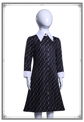 Wednesday Addams Halloween Costume Gothic Costume Wednesday Dress Black Dress White Collar Girls Halloween Costume Dusk Dress