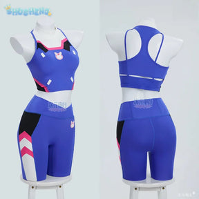 D.Va Overwatch OW Cosplay Costume Halloween party casual tight yoga suit top pants jacket set men women sports D.Va uniform