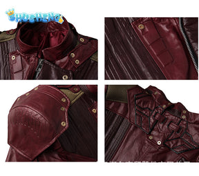 Star-Lord Costume Cosplay Movie Star-Lord Red Leather Jacket Pants Set Halloween Costume Man