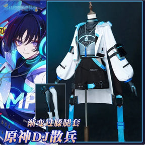 Genshin Impact Wanderer Balladeer Cosplay Kabukimono Costume Halloween Fashion DJ New Props Wig Accessories Men Women Uniform