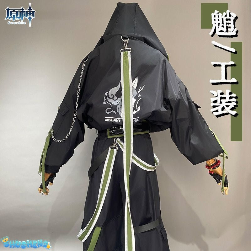 Xiao Game Genshin Impact Subduing demons Xiao Cosplay Costume Coat props accessories Ring tattoo handsome Halloween party set