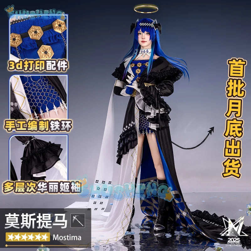 Arknights Mostima Cosplay Costume Ethereal Harmony Headwear Tail Ambience Synesthesia Halloween Party for Women Girls Props