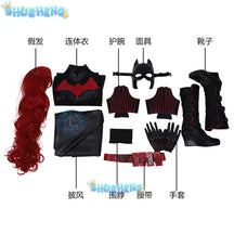 Female Bat Cosplay Costumes Kate Kane Roleplay Jumpsuit Superhero Black Leather Bodysuit Cloak Halloween Outfits