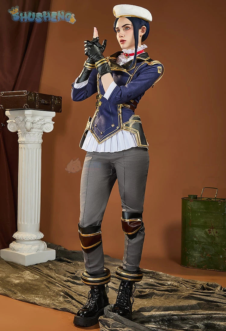Caitlyn·Kiramman LOL Cosplay Arcane Season 2 costume Hat Shoulder Armor Gloves Leg Bag Set Party Carnival Handsome Woman Uniform