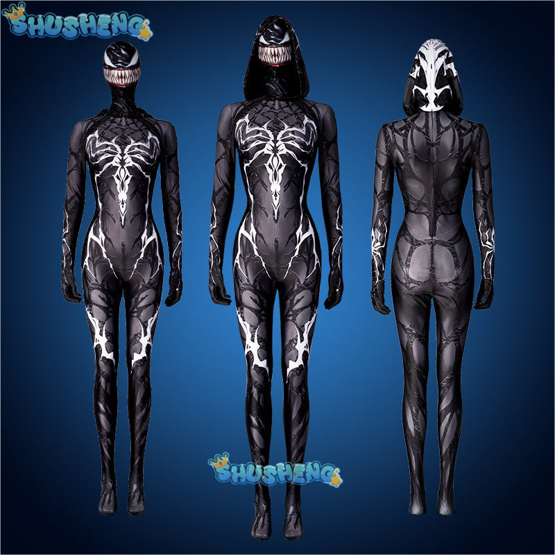 Woman Girls Halloween Black Raimi Spidercosplay Costume Venom Symbiote Suit Zentai Bodysuit Adults Party Jumpsuits