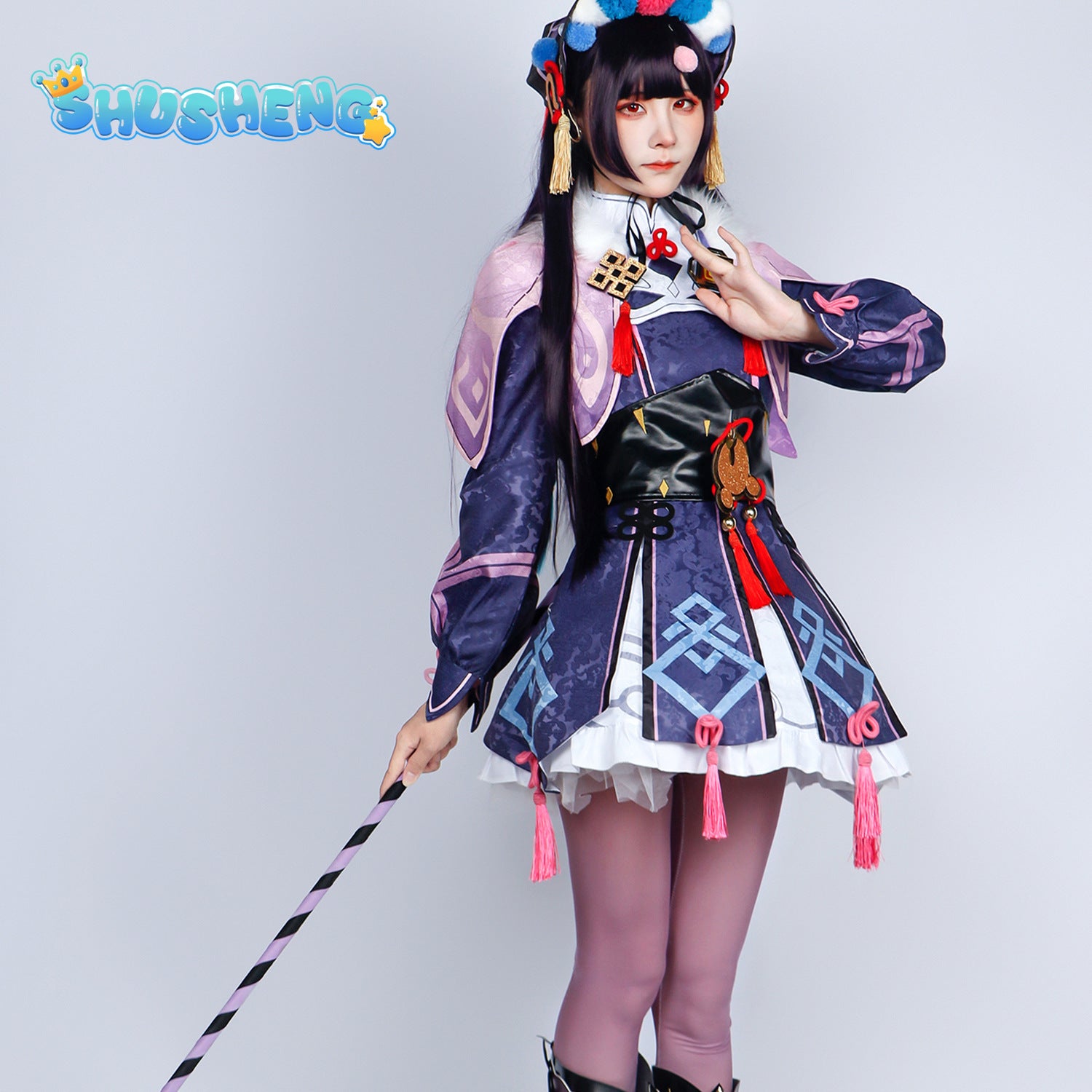 Anime Genshin Impact Yun Jin Cosplay Costume Full Set Cosplay Uniform Lolita Dress with Hat Wig Halloween Accessory Costumes