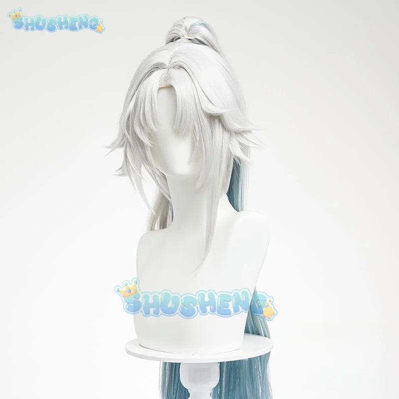 Honkai Star Rail Feixiao Cosplay Wig Gray Blue Long Hair The Xianzhou Yaoqing The Great General Halloween Party for Women Girls