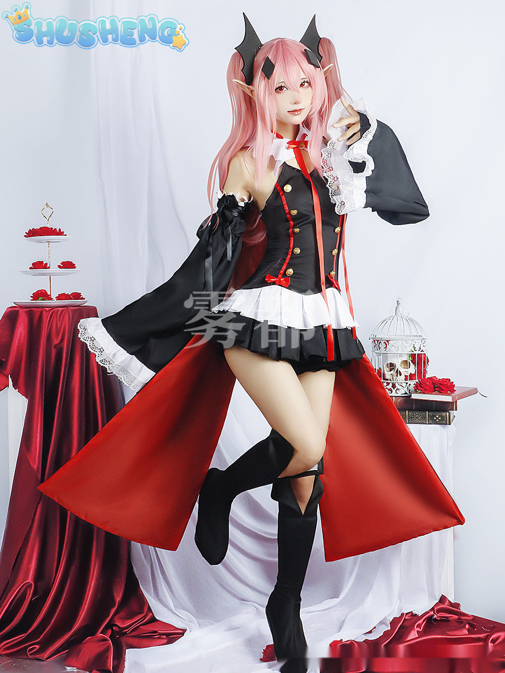 Krul Tepes Cosplay Seraph of The End Seraph of The End Vampire Uniform Wig Dress Headwear Cos Halloween Party Carnival Party Set