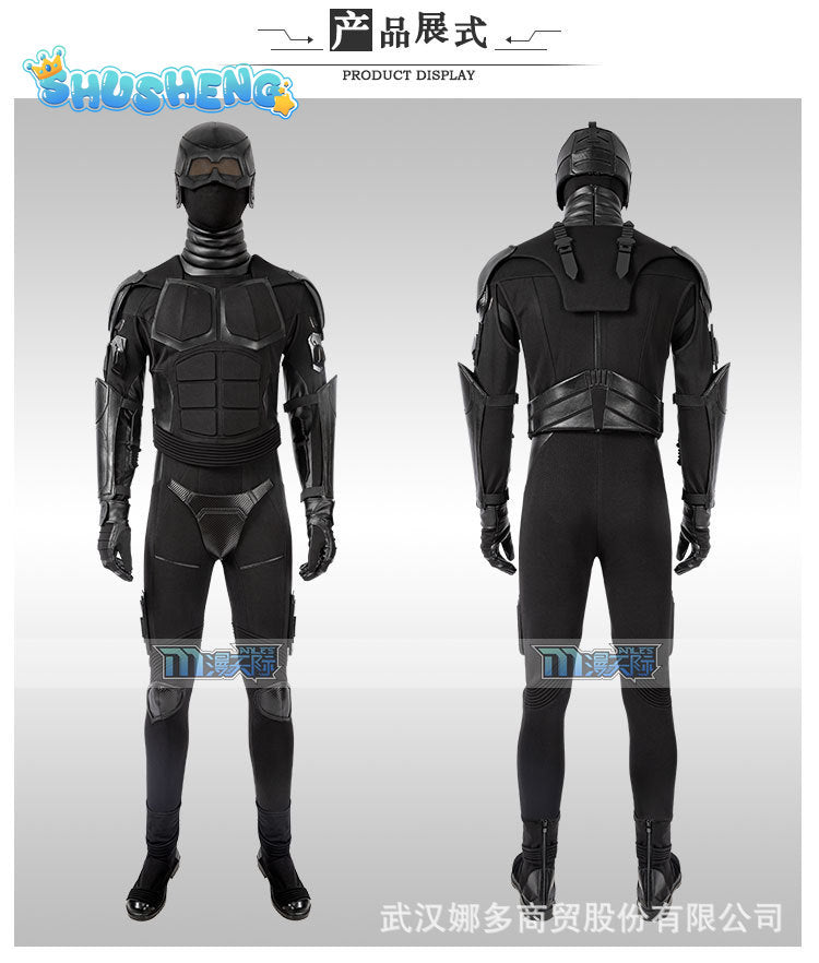 The Boys Season 2 Black Noir Cosplay Costume Mens Superhero Battle Suit Adult Black Jumpsuit Outfit for Halloween Carnival