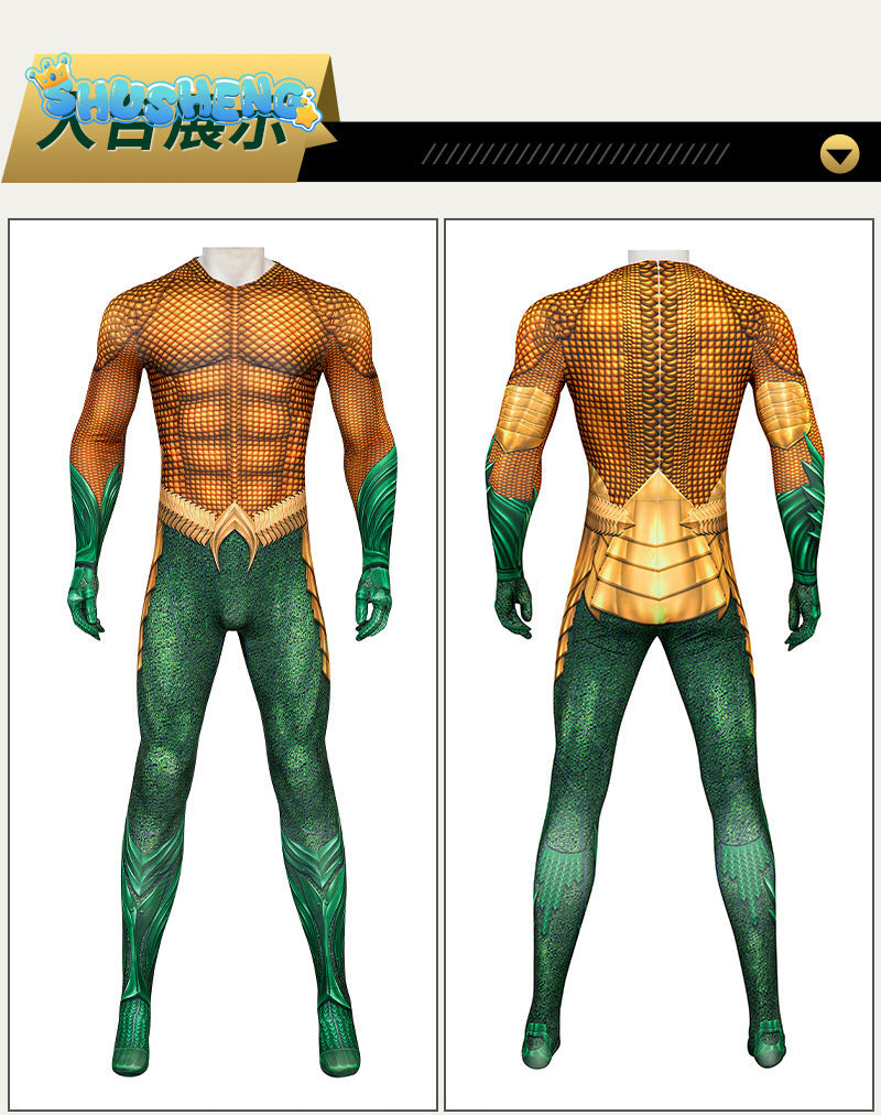 Aquaman Cosplay Costumes Man Boys Male Arthur Zentai Bodysuit Suit Adults Kids Superhero Halloween Jumpsuit