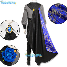 Sephiroth FF14 Game Final Fantasy Cosplay Blue Rose Thorn Night Costume Shoes Accessories props jackets Halloween Party Uniform