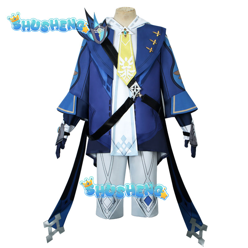 Genshin Impact Mika Game Cosplay Costumes Mika Schmidt Cosplay Uniforms Clothes Suits Blue Outfits Coats Jackets Halloween Party