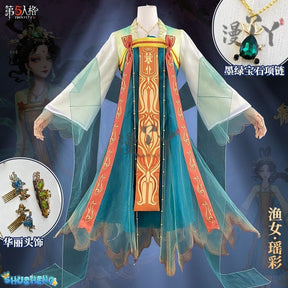 Identity Ⅴ Cosplay Grace Naiad Yao Cai Costume Halloween Carnival Chinese Style Gorgeous Hanfu Dress Props and Accessories Set
