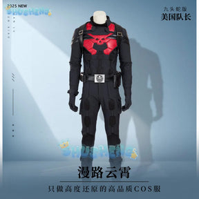 Superhero Captain Hydra Steven Rogers Cosplay Costume Headwear Shawl Pants Gloves Waist Wrap Halloween Men Fantasy Uniform