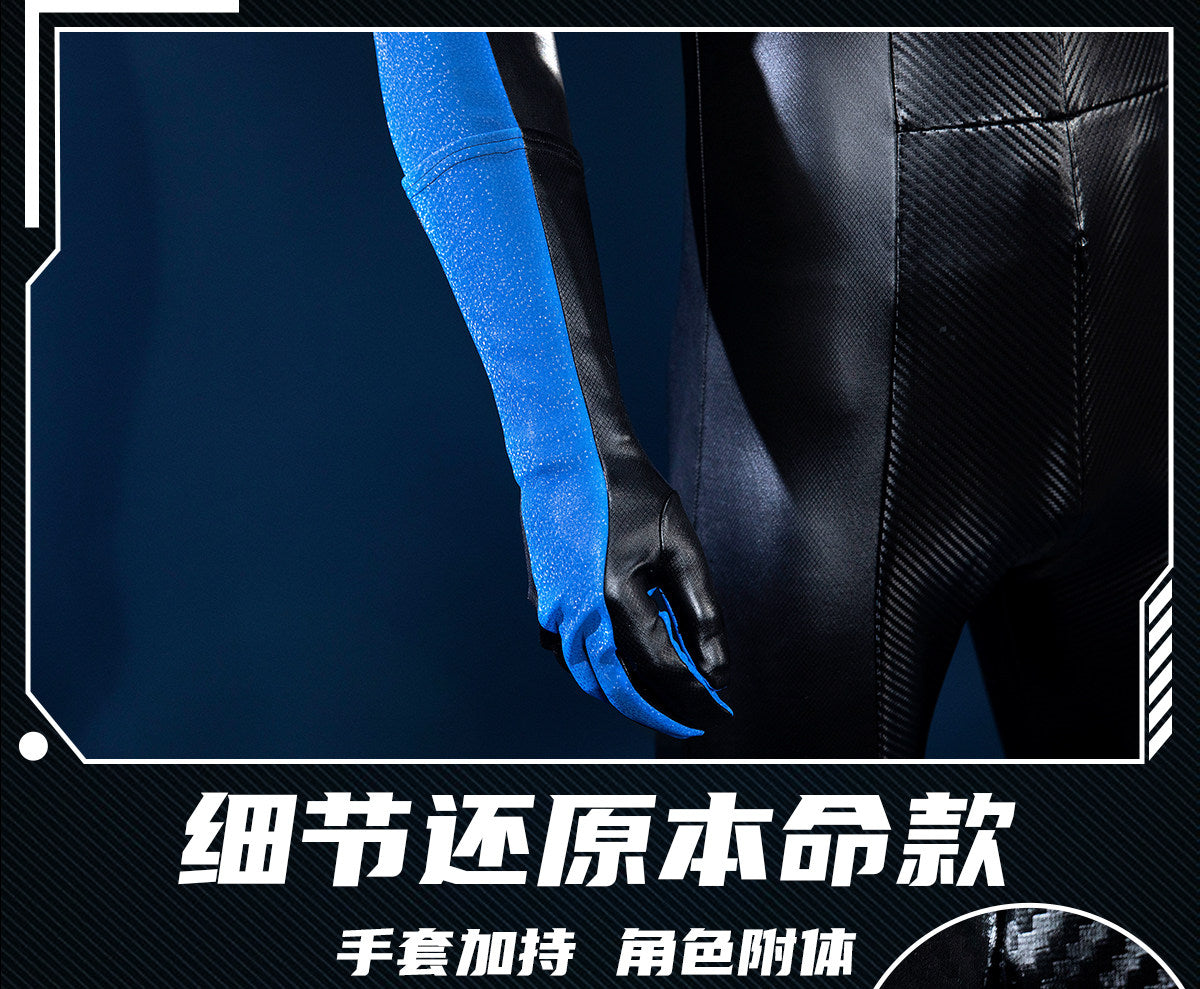 Shusheng-R Anime Nightwing Dick Grayson Cosplay Costume 3D Jumpsuit Halloween Suits Clothes Anime Outfits Men Uniform