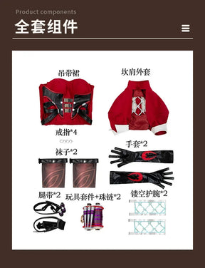 Psylocke Cosplay Rivals Red Ghost Hunter Costume Hat shoes suspender dress gloves socks prop set Halloween women fantasy uniform