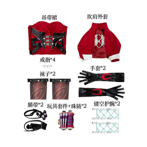 Psylocke Cosplay Rivals Red Ghost Hunter Costume Hat shoes suspender dress gloves socks prop set Halloween women fantasy uniform