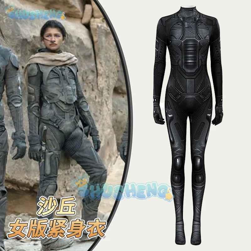 Dune Cosplay Suit 3D Print Bodysuit Paul Atreides Chani Cosplay Suit Jumpsuit Black Suit Man Women Halloween Party OutFit