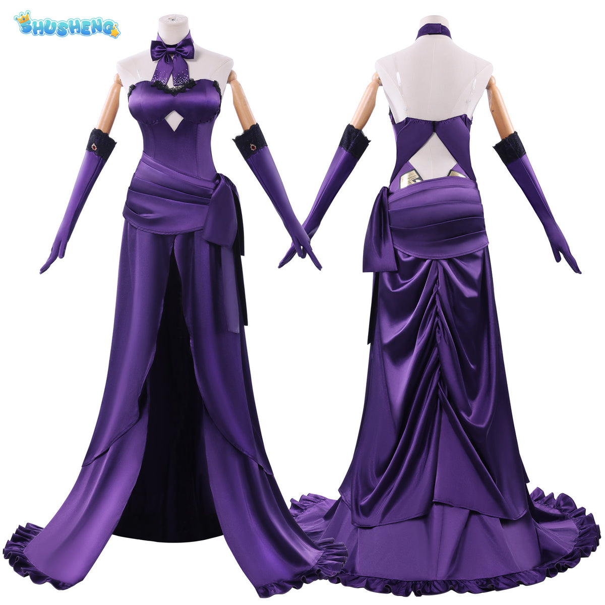 In Stock Game Fate FGO Jeanne D'Arc Cosplay Costume Jeanne Alter Purple Elegant Dress Wig Halloween Party Uniform for Women