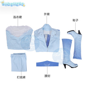 New Cosplay Snow Queen Adult Elsa Dress Costume Halloween Cosplay Elsa Anna Costume Princess Ice Queen Outfit Full Sets