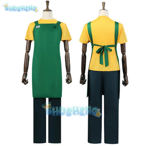 Taro Sakamoto Cosplay Anime Costume Sakamoto Days Yellow T-shirt Green Apron Glasses Halloween Party Women Men Shusheng