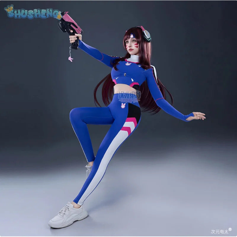 D.Va Overwatch OW Cosplay Costume Halloween party casual tight yoga suit top pants jacket set men women sports D.Va uniform