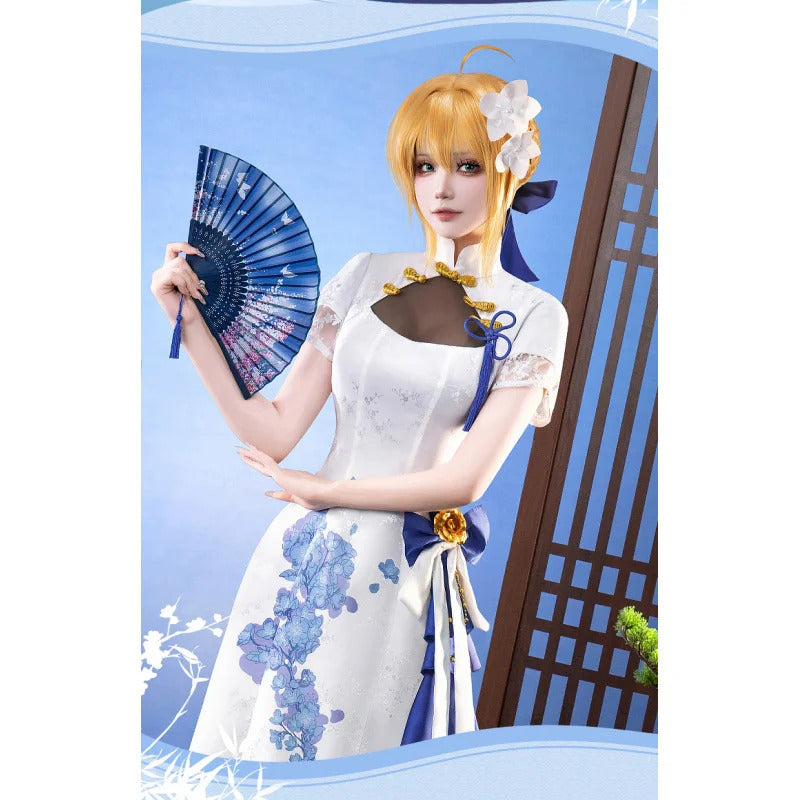 FGO Altria Pendragon Alter fate Cosplay Saber Fourth Anniversary Costume Halloween Chinese style cheongsam dress shawl props wig