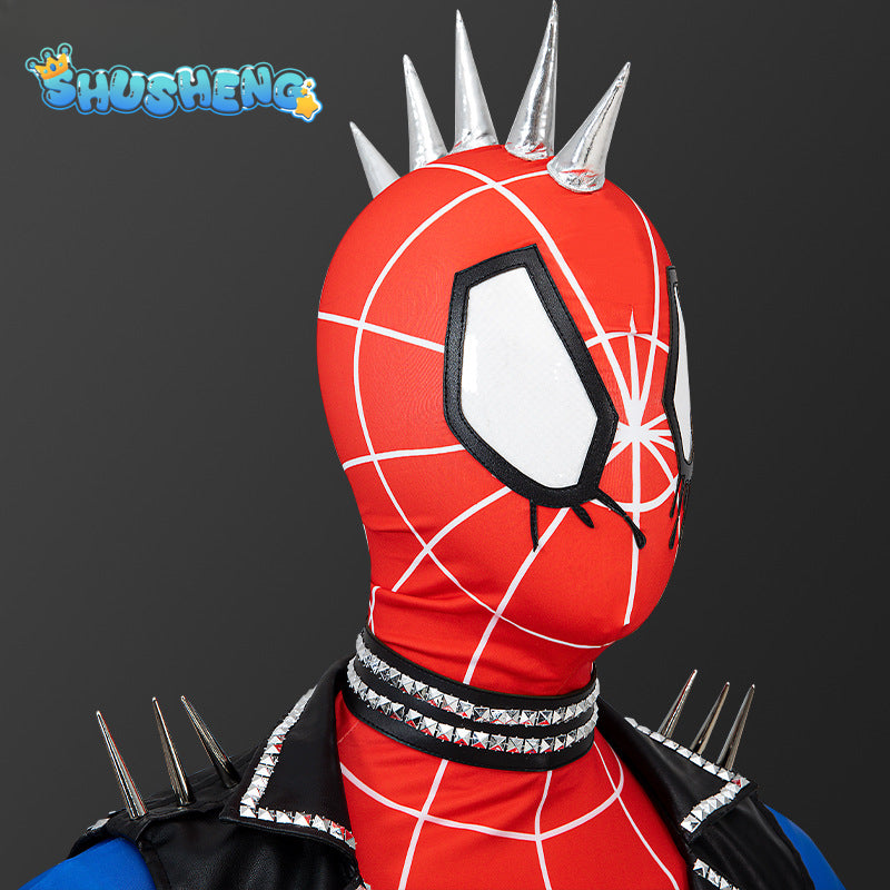 Spider Punk Men Cosplay Costume Hobie Brown Across The Spider-verse Superhero Jumpsuit Halloween Comic-con Props Bodysuit Gifts