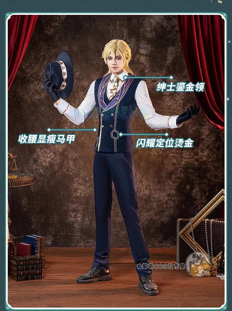 Shusheng Honkai: Star Rail Aventurine Game Suit Gorgeous Handsome Uniform Cosplay Costume Halloween Carnival Party Outfit Men
