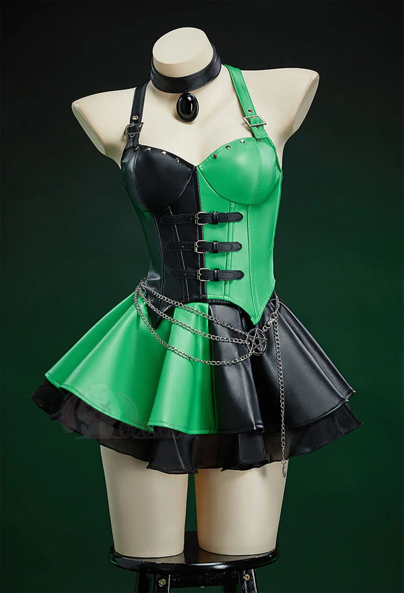 Shego Cosplay Kim Anime Costume Possible Leather top skirt necklace prop set Halloween women's sexy fantasy Shego uniform