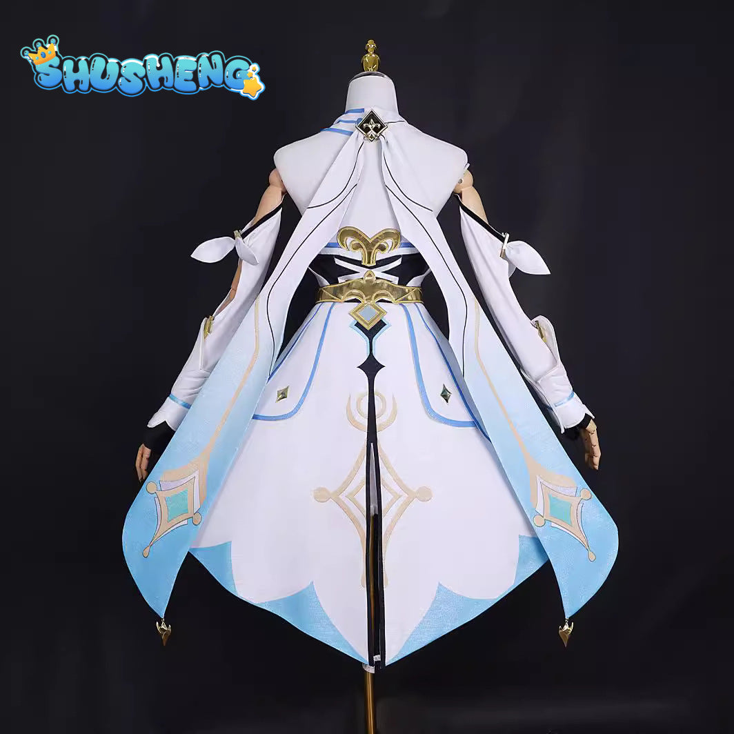 Game Genshin Impact Lumine Cosplay Costume Role Play Dress Hallowmas Party Wigs Animation Prop