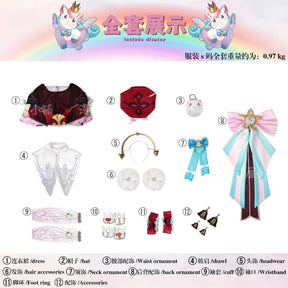 Shusheng-N Honkai Star Rail Hyacine Cosplay Costume Dress Hat Uniform Amphoreus Carnival Halloween Party for Women Girls Props