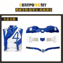 Fantastic Four Susan Storm Richards Invisible Woman Cosplay Costume Halloween Carnival Tight jumpsuit Women Set