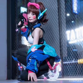 OW D.Va Overwatch Cosplay Tokyo Official Valley Costume Leather jacket strapless pants wig prop set Halloween fashion uniform