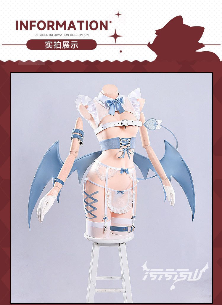 Shusheng-R Succubus Cosplay Costume Maid Dress Sexy Lovely Uniform Halloween Party Role Play Outfit Women