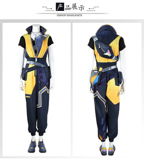 Game Waylay VALORANT Cosplay Costume Jumpsuit backpack waist bag necklace ear clip set Halloween casual for men women uniform