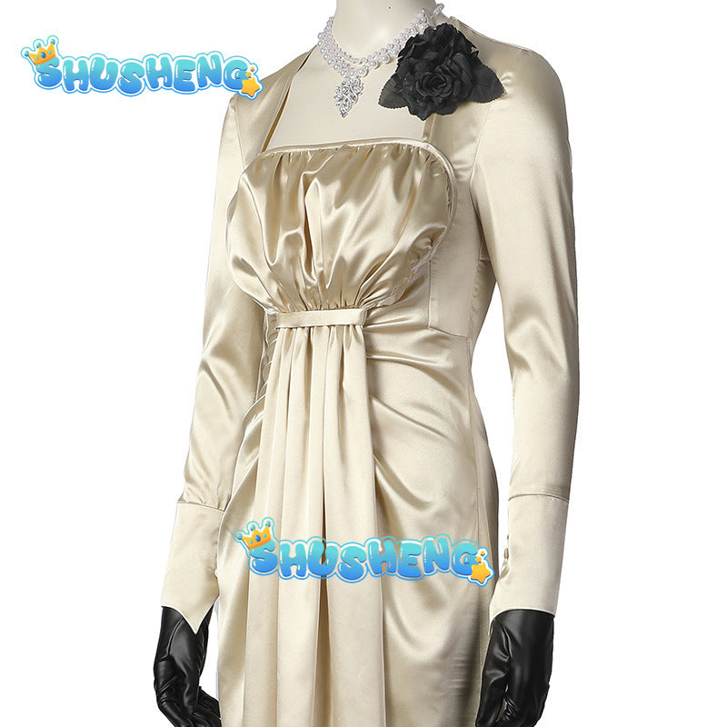 Game Biohazard Village 8 Alcina Dimitrescu Long Dress Carnival Cosplay Costume Halloween Evening Party Outfit Vampire Suit With Hat