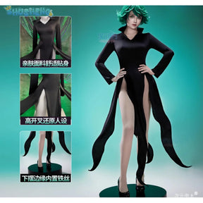 One Punch Man Tornado of Terror Senritsu No Tatsumaki Cosplay Costume Wig Black Dress Women Girl Outfit Halloween Child Uniform