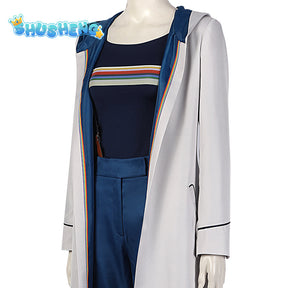 Who Are You Doctor Cosplay Jodie Woman Doctor Cosplay Costume Full Set with Long Trench Coat Outfit